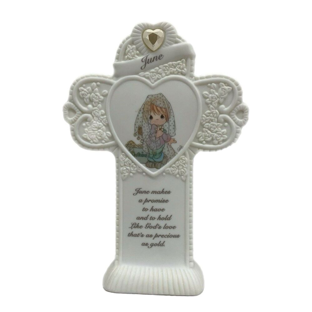 Vintage Precious Moments Monthly Standing Cross June Pearl Bride Wedding 154431